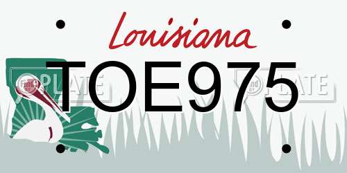 TOE975 Louisiana License Plate