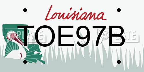 TOE97B Louisiana License Plate