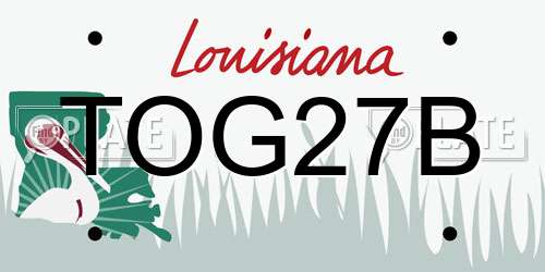 TOG27B Louisiana License Plate