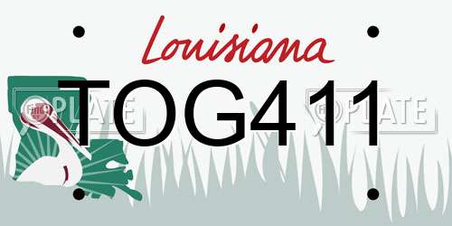 TOG411 Louisiana License Plate