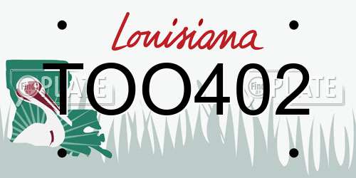 TOO402 Louisiana License Plate