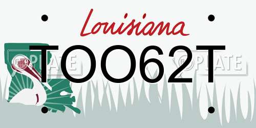 TOO62T Louisiana License Plate