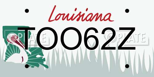 TOO62Z Louisiana License Plate