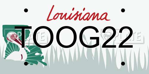 TOOG22 Louisiana License Plate