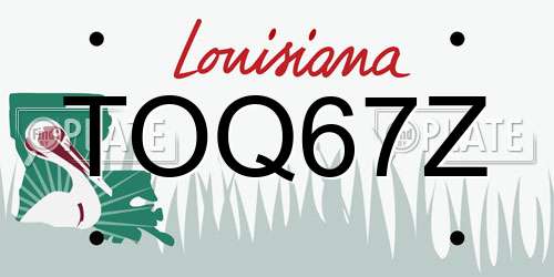 TOQ67Z Louisiana License Plate