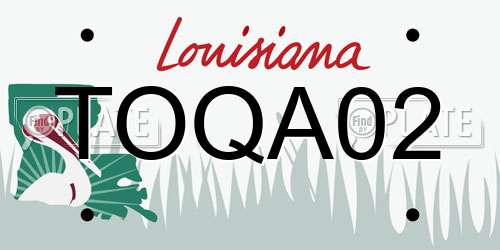 TOQA02 Louisiana License Plate