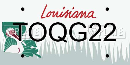 TOQG22 Louisiana License Plate