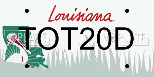 TOT20D Louisiana License Plate