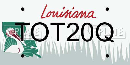 TOT20Q Louisiana License Plate