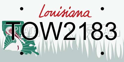 TOW2183 Louisiana License Plate