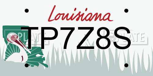 TP7Z8S Louisiana License Plate