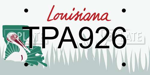 TPA926 Louisiana License Plate
