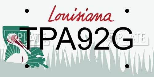 TPA92G Louisiana License Plate
