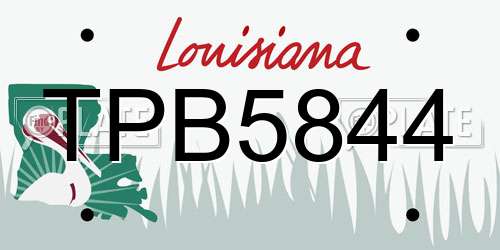 TPB5844 Louisiana License Plate