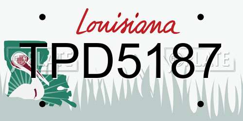 TPD5187 Louisiana License Plate