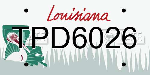 TPD6026 Louisiana License Plate