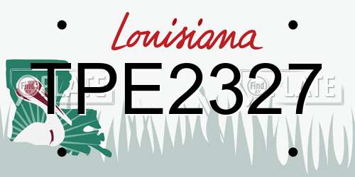 TPE2327 Louisiana License Plate