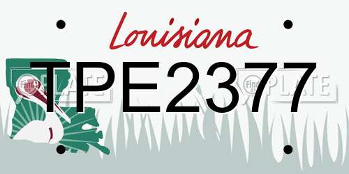 TPE2377 Louisiana License Plate