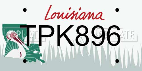 TPK896 Louisiana License Plate