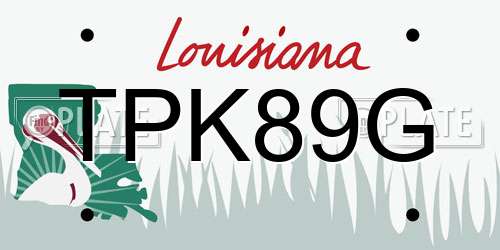 TPK89G Louisiana License Plate