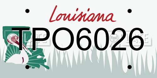 TPO6026 Louisiana License Plate
