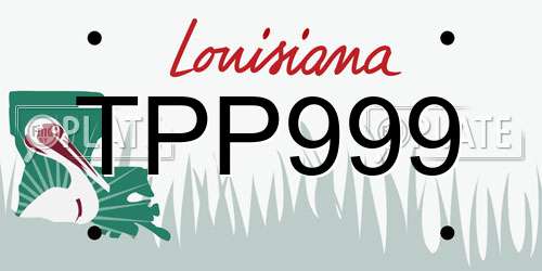 TPP999 Louisiana License Plate
