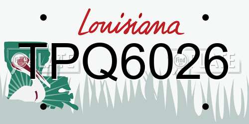 TPQ6026 Louisiana License Plate