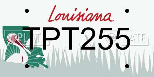 TPT255 Louisiana License Plate
