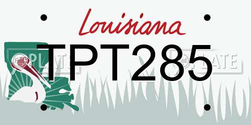 TPT285 Louisiana License Plate