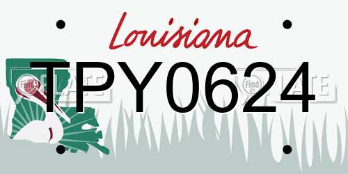 TPY0624 Louisiana License Plate