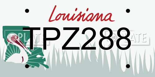 TPZ288 Louisiana License Plate