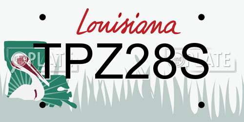 TPZ28S Louisiana License Plate