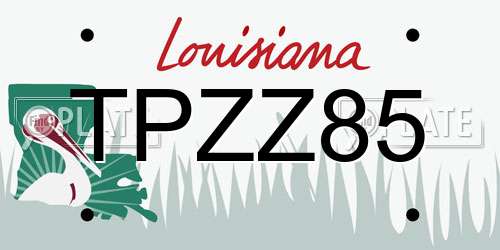 TPZZ85 Louisiana License Plate