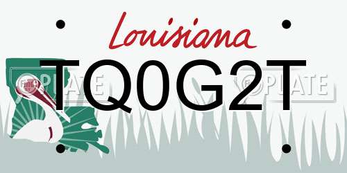 TQ0G2T Louisiana License Plate