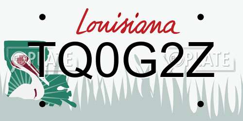 TQ0G2Z Louisiana License Plate