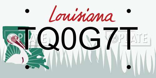 TQ0G7T Louisiana License Plate