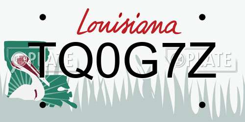 TQ0G7Z Louisiana License Plate