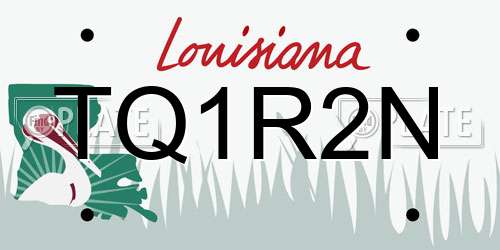 TQ1R2N Louisiana License Plate