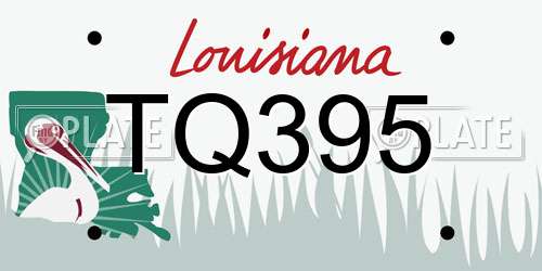 TQ395 Louisiana License Plate