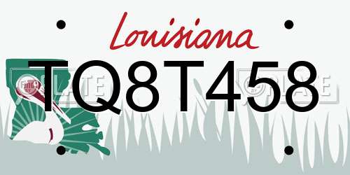 TQ8T458 Louisiana License Plate