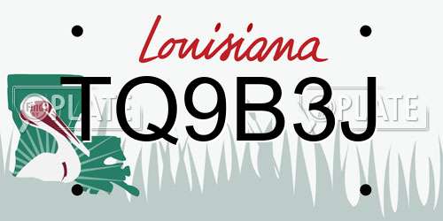 TQ9B3J Louisiana License Plate