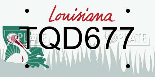 TQD677 Louisiana License Plate