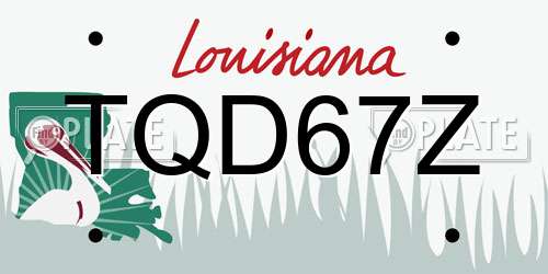 TQD67Z Louisiana License Plate