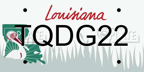 TQDG22 Louisiana License Plate