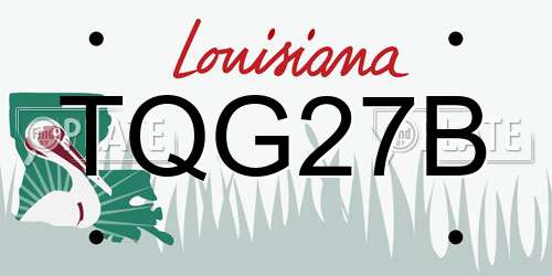 TQG27B Louisiana License Plate