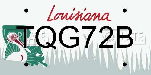 TQG72B Louisiana License Plate