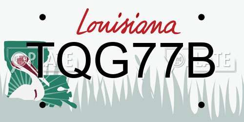 TQG77B Louisiana License Plate