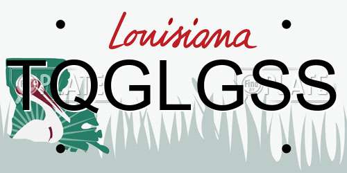 TQGLGSS Louisiana License Plate