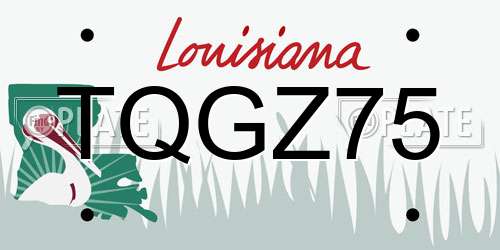 TQGZ75 Louisiana License Plate