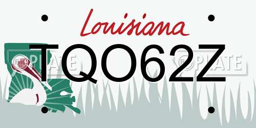 TQO62Z Louisiana License Plate